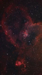 Hjärtnebulosan IC 1805 fotograferad med Seestar S50 från Ragnhildsholmen i Säve utanför Göteborg, cirka 4 timmars exponering januari 2026